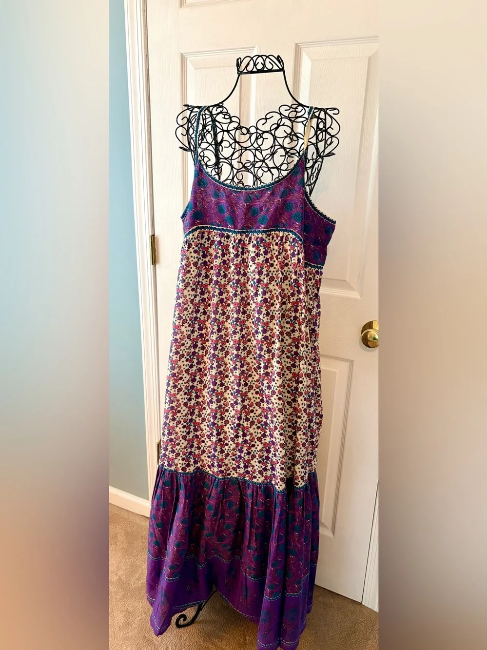 Natural Life Bohemian Floral Maxi Dress in Purple and Cream - Picture 1 of 8